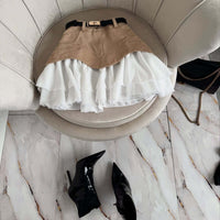Yvette Layered Denim Ruffle Mini Skirt