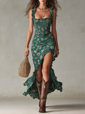 Mikaela - Boho Flowing Side-Slit Maxi Dress