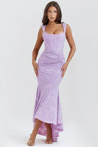 NUMIDA | SQUARE NECK CORSET MAXI DRESS Purple