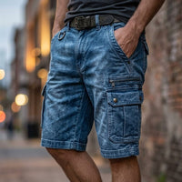 Blaine - Functional Denim Cargo Shorts