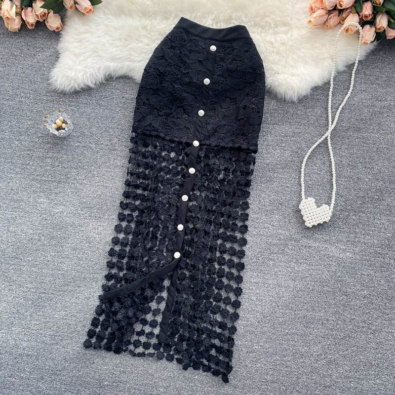 Solene Floral Lace Maxi Skirt