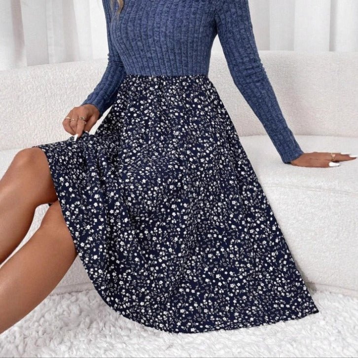 Dalia Floral High-Waisted Midi Skirt
