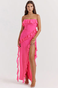 SARINA | RUFFLE MAXI DRESS Pink