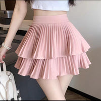 Maëlle Layered Pleated Chiffon Mini Skirt