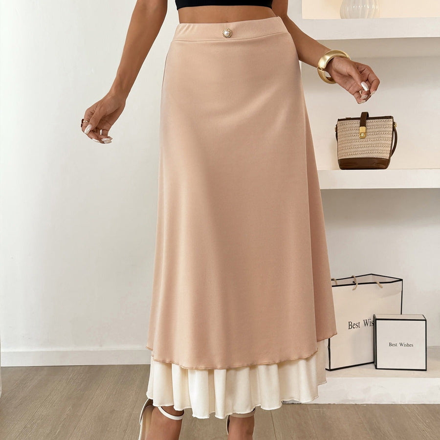 Remi Double-Layer Satin Maxi Skirt