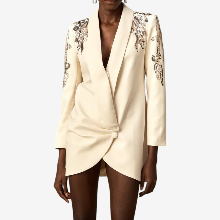 Whitley - Elegant Embroidered Blazer Dress