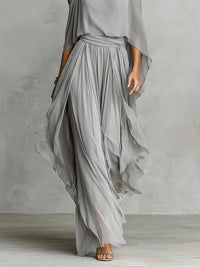 Bella - Off-Shoulder Chiffon Top & Flowy Trouser Set