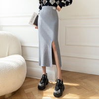 Élodie Stretch Jersey Front-Split Midi Skirt