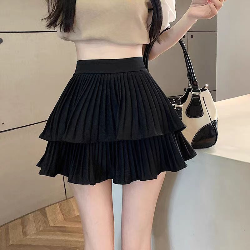 Maëlle Layered Pleated Chiffon Mini Skirt