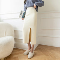 Élodie Stretch Jersey Front-Split Midi Skirt