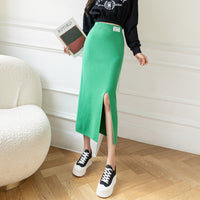 Élodie Stretch Jersey Front-Split Midi Skirt