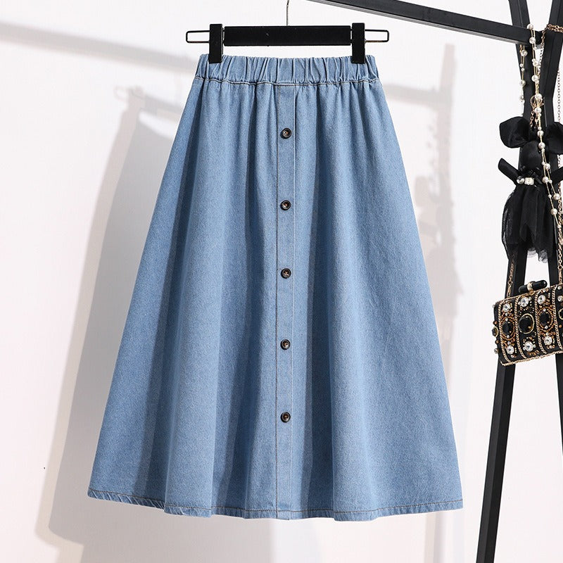 Renata Buttoned Denim Midi Skirt