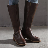 Imogen | Women's Black Knee High Boots with Buckle Detail