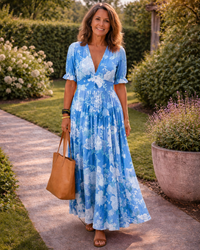 Frankie – Sleeveless V-Neck Floral Midi Dress