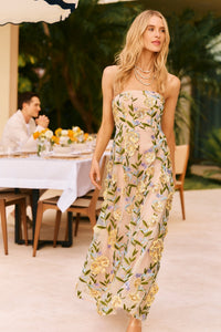 Isa Embroidered Sequin Strapless Dress