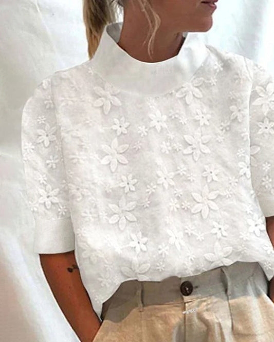 Isabelle | Women's Embroidered Short Sleeve Blouse