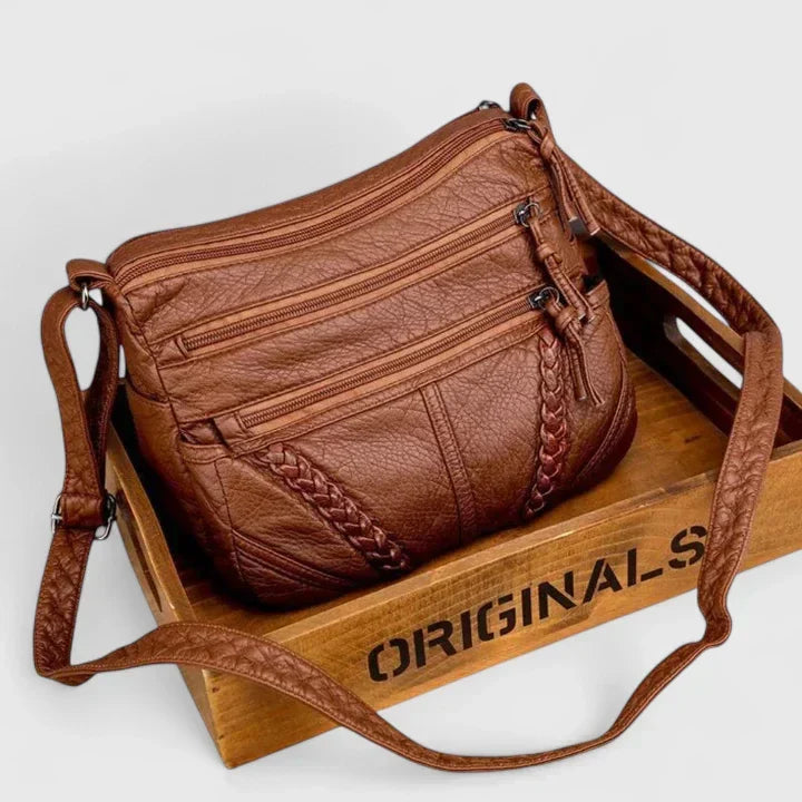 Isidora | Women's Brown Multi Zip Crossbody Bag