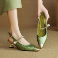Isolda | Women's Pearl Strap Slingback Kitten Heel Pumps