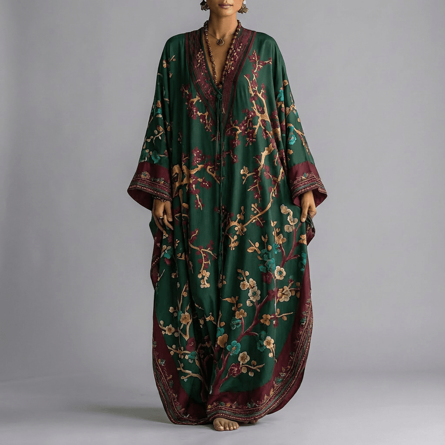 Iseult - Japanese Plum Blossom Maxi Dress