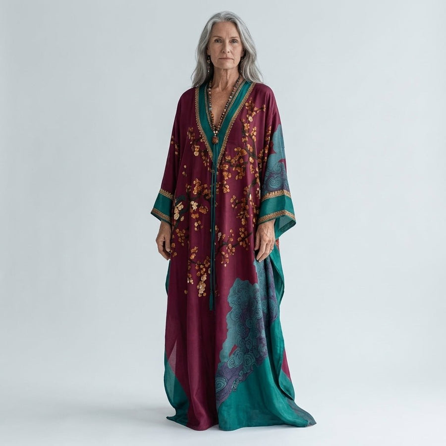 Iseult - Japanese Plum Blossom Maxi Dress