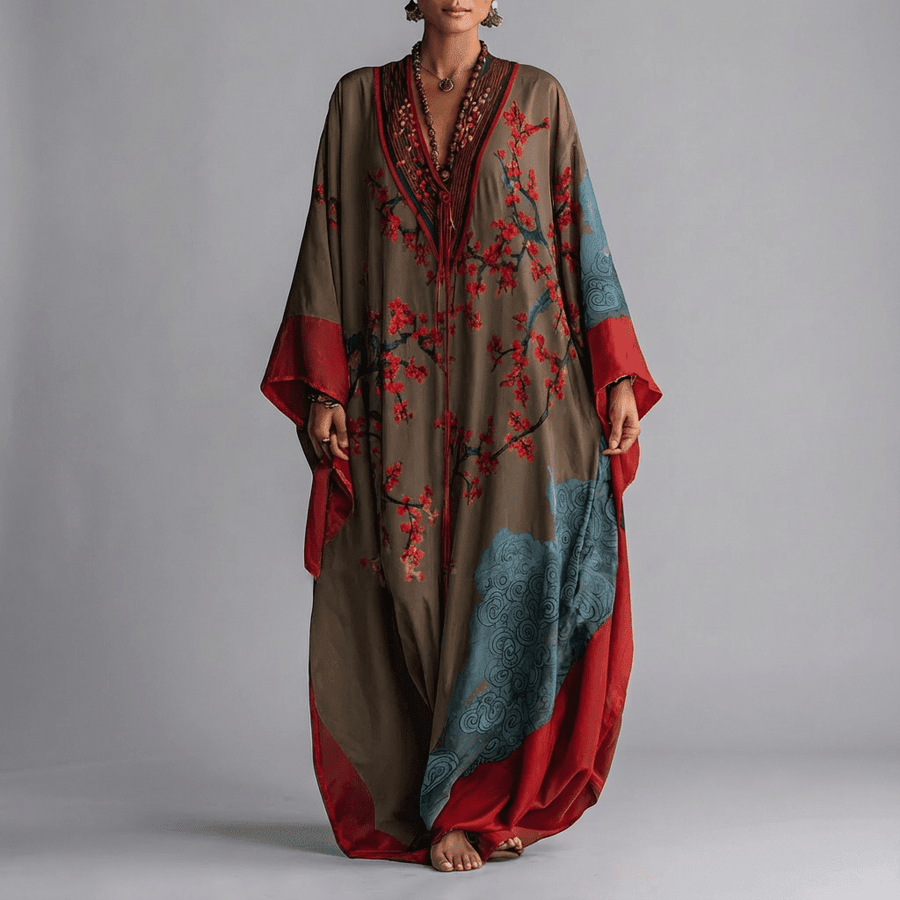 Iseult - Japanese Plum Blossom Maxi Dress