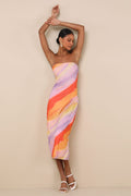 Jaylah Lavender Multi Mesh Strapless Midi Dress