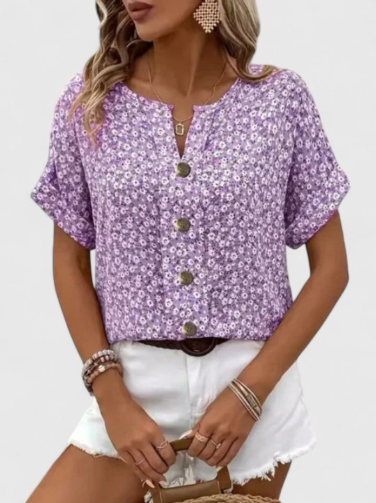 Sabine - Elegant Floral Summer Top Purple