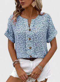 Sabine - Elegant Floral Summer Top Blue