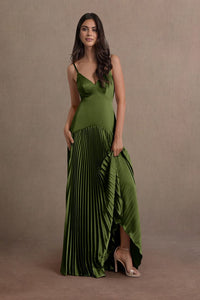 Jill Olive Dropped Waist Gown