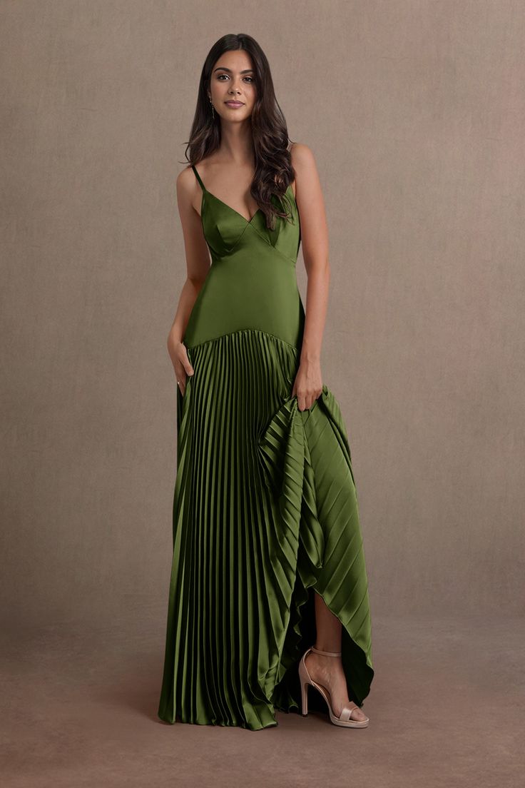 Jill Olive Dropped Waist Gown