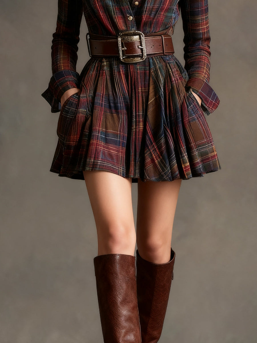 Madeleine – Elegant Short Plaid Dress