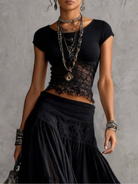 Liliana – Lace Top and Pleated Maxi Skirt Set
