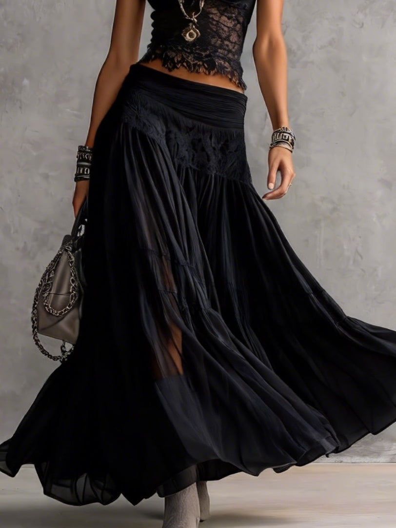 Liliana – Lace Top and Pleated Maxi Skirt Set
