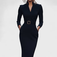 Hermione – Refined Black Dress with Belt
