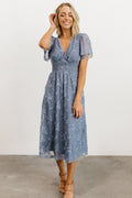 June Smocked Midi Dress Chiffon Midi In Blue