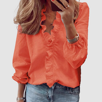 Juniper | Women's Floral Print Ruffle Neck Long Sleeve Blouse