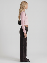 Amelie Bow Detail Wide Leg Jeans - Black