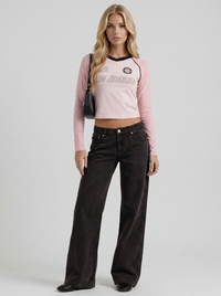 Amelie Bow Detail Wide Leg Jeans - Black