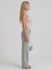 Amelie Bow Detail Wide Leg Jeans - Blue
