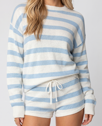 Ashley Striped Shorts Set - Light Blue
