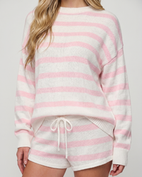 Ashley Striped Shorts Set - Light Pink
