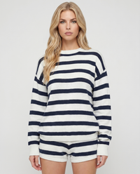 Ashley Striped Shorts Set - Navy