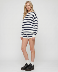 Ashley Striped Shorts Set - Navy