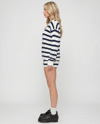 Ashley Striped Shorts Set - Navy