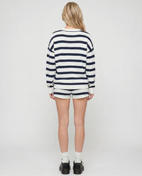 Ashley Striped Shorts Set - Navy