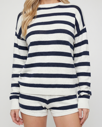 Ashley Striped Shorts Set - Navy