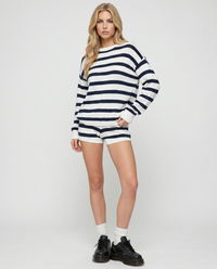 Ashley Striped Shorts Set - Navy