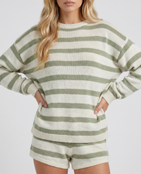 Ashley Striped Shorts Set - Olive