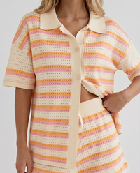 Cameron Striped Shorts Set - Cream