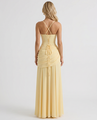 Charlotte Ruched Maxi Dress - Yellow